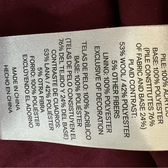 Pendleton Maroon Teddy Jacket. Women or Girl - Picture 7 of 7